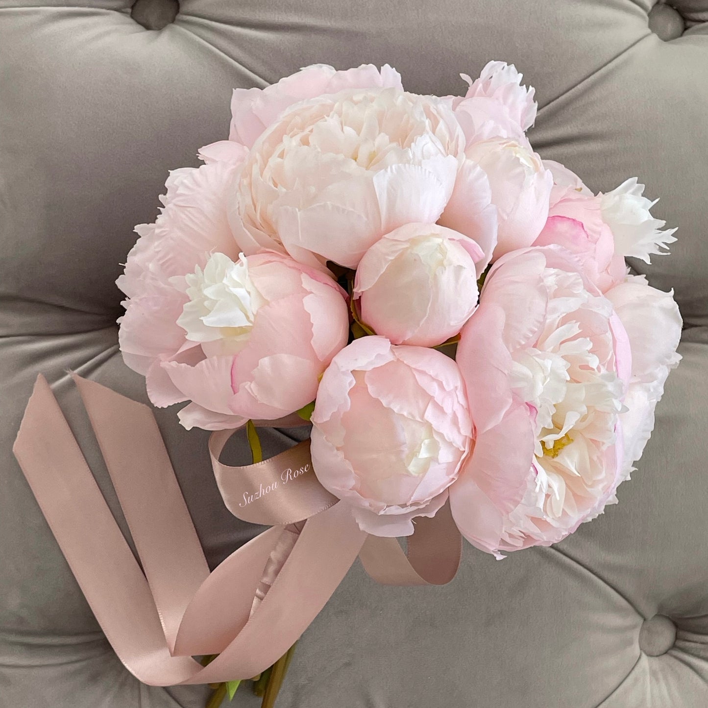 Blush pink peony bridal bouquet